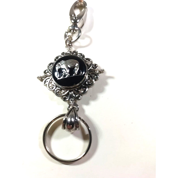 Elephant Keychain Luggage Purse Clip Silver Tone - Picture 5 of 6